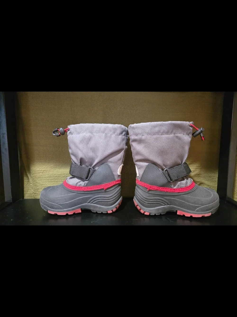Kamik Kids Waterproof Winter Boots - Gray with Red Accent